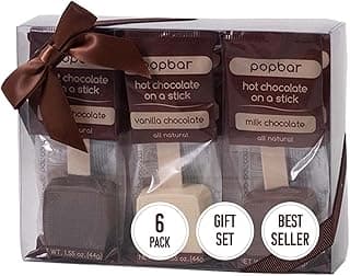 Popbar - Hot Chocolate Sticks - 6 Pack Variety Gift Pack Set Kit- 2 Dark, 2 Milk & 2 Vanilla White. Ideal for Holidays, Valentine's Day, Birthdays, Thanksgiving, Christmas, Hanukkah, Cocoa Bomb Lovers