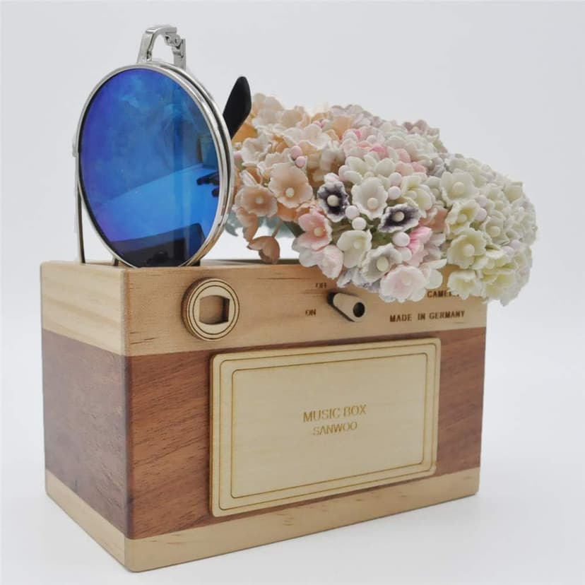 Zak-ka Camera Wooden Pencil Holder Creative Desktop Pencil Holder Stationary Makeup Organizer Decor Holder for Office Home (camera)