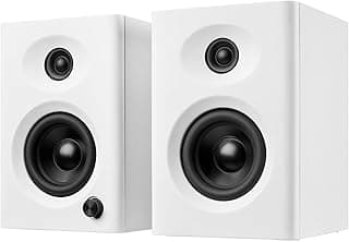 Computer Speakers for Desktop PC, 60W Bluetooth 5.3 Stereo 2.0 System with Bass, Compact Powered Bookshelf Speakers for Office, Monitors, Laptop, Gaming, TV, Gifts (White, Pair)