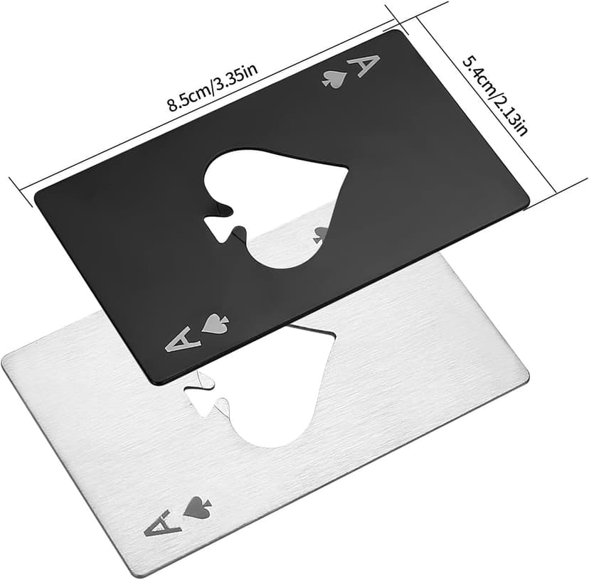 HexinYigjly10Pcs Ace of Spades Bottle Openers, Poker Card Bottle Openers, Stainless Steel Portable Metal Credit Card Beer Bottle Can Cap Openers for Wallet Pocket Wedding Birthday Party-Silver/Black