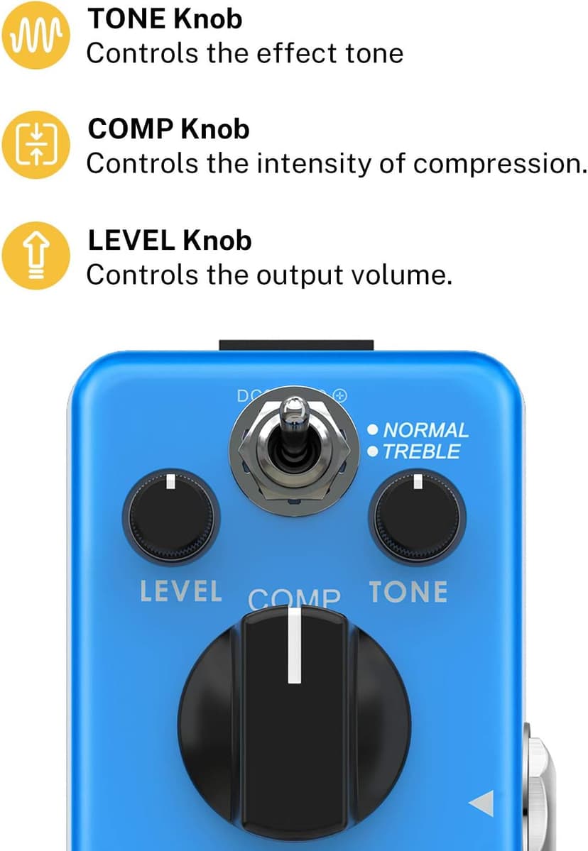 Donner Compressor Pedal, Ultimate Comp 2 Modes Compression Effect Pedal Pure Analog for Electric Guitar and Bass True Bypass