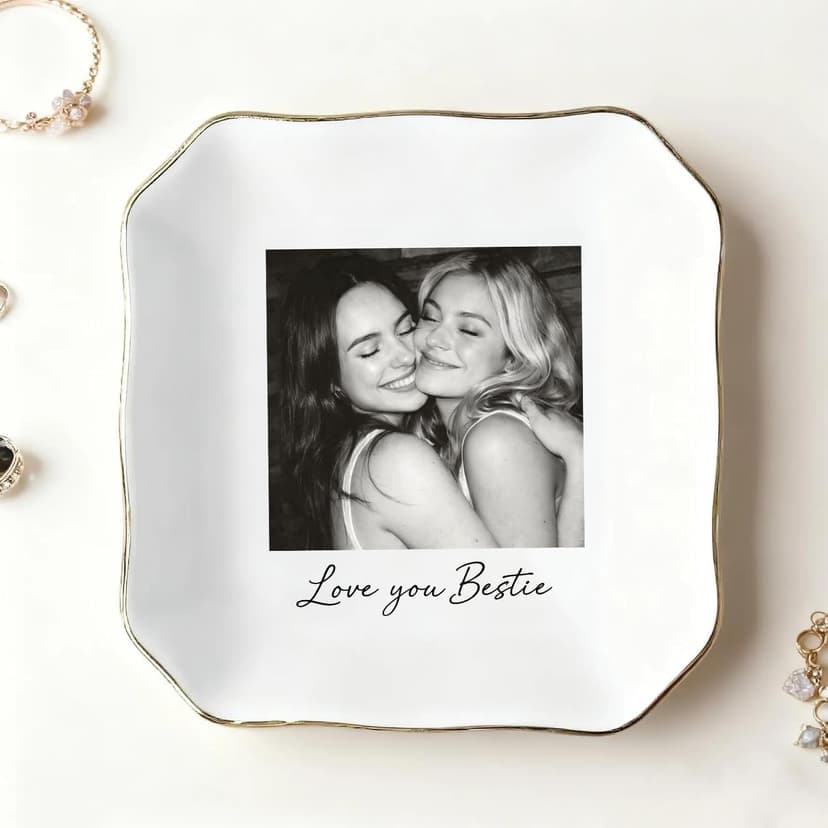My4gifts Personalized Besties Photo Jewelry Dish, Sisters Jewelry Dish, Custom Besties Gifts, Bff Gifts, Friendship Gift, Best Friend Gift for Women, Custom Jewelrys Plate, Birthday, Christmas/2 B0GFCRMT8Q