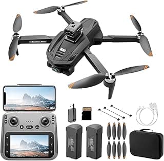 V168 Pro MAX GPS Drones with Camera for Adults 4K, RC Drone with 4.5" HD Screen on Controller, 60 Mins Flight, Long Range Transmission, 360° Obstacle Avoidance, Follow Me, Auto Return, Brushless Motor, QuickShots, Lightweight and Foldable Quadcopter for Beginner Toy Gifts