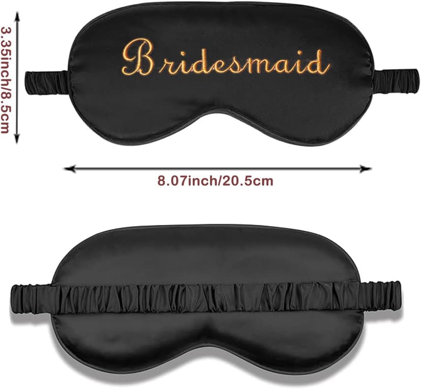 WJINGYIJIA Bridal Party Satin Sleep Mask Set, 1 Bride and 4 Bridesmaid Eye Masks, Gold Embroidered, Bachelorette Party Favors, 5 Pack (Pale Rose, One Size) B0H1G7NJB3