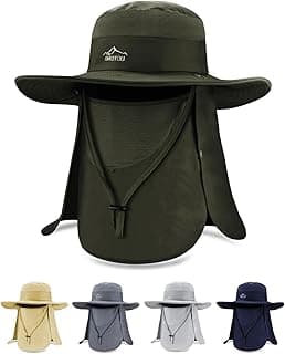 BROTOU Sun Cap Fishing Hats, UPF 50+ Wide Brim Outdoor Protection Hat, Sun Hat with Face & Neck Flap Cover for Men and Women