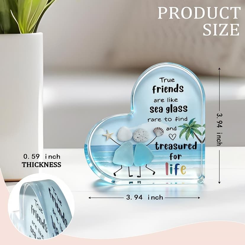 Friends Gifts Quote Heart Keepsake, Friendship Gift for Your Bestie, Soul Sister & Female Companion | Uplifting Emotional Support Present for Women, Birthday Gift Idea & Treasured Appreciation Token B0GJD78ZF9