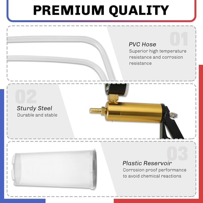 weyleity 2-in-1 Brake Bleeder & Vacuum Pump Kit | Essential for Brake & Clutch Maintenance, Handheld Vacuum Brake Bleeder Pump with Pressure Gauge, Adapters, and Case (Red)
