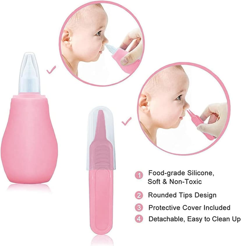Baby Grooming Kit, Infant Safety Care Set with Hair Brush Comb Nail Clipper Nasal Aspirator,Baby Essentials Kit for Newborn Girls Boys (Pink Baby Grooming kit) B0BJ6YM9JX