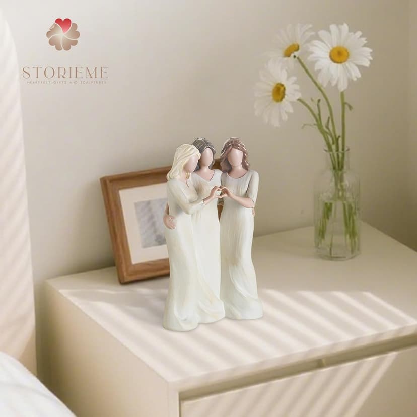 Storieme Storieme Friend Birthday Gifts for Women: Unique 3 Sisters Friendship Resin Figurines Statue - Sister Gift from Sisters - Special Christmas Friendship Day Present for Besties Female