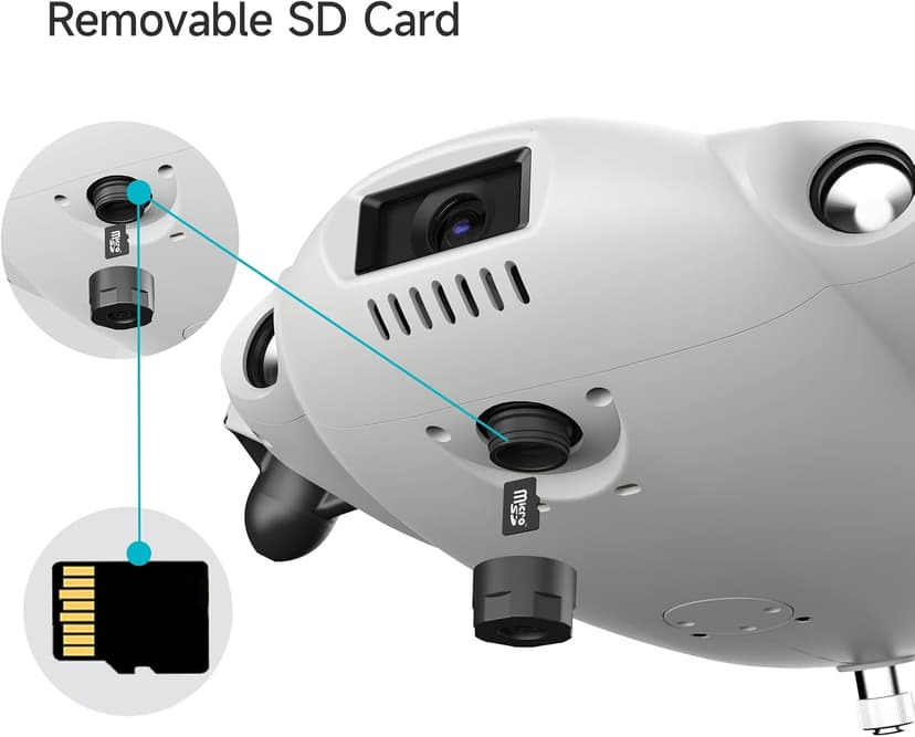 【2025 New】FIFISH V-EVO 4K60FPS Underwater Drone with Robotic Arm, with Removable SD Card, QYSEA AI Vision Lock 360° Omnidirectional Movement Underwater ROV with Depth Hold,330ft Dive