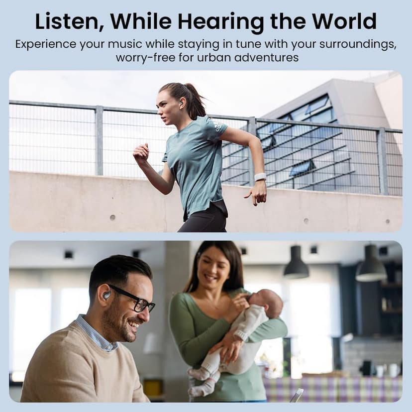 Open Ear Earbuds wireless bluetooth Headphones 5.4 Sports with Smart Digital Display,Clear Calls,50H Playtime,IPX4 Waterproof,Lightweight Over Ear Buds Design for Cycling, Running, Workout(Beige)