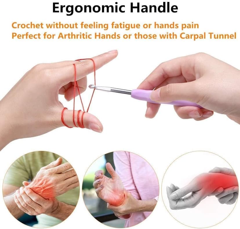 Yarniss Crochet Hooks,14 Size Crochet Set 2mm(B)-10mm(N), Ergonomic Crochet Hooks Set with Case for Beginner,Long Crochet Needles