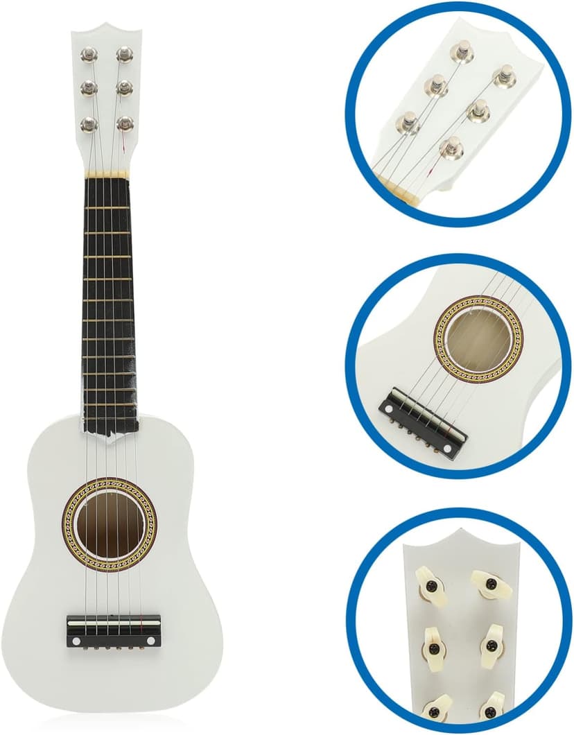 21 Inch Guitar Small Acoustic Guitar for Beginners 6- String Wooden Guitar White