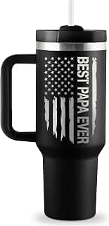 Best Papa Gifts for Fathers Day Christmas 40oz Travel Cup Insulated Tumbler with Handle & Straw ROSTANTEN Papa Gifts Birthday Gifts for Papa from Grandkids B0F5J1RJCL