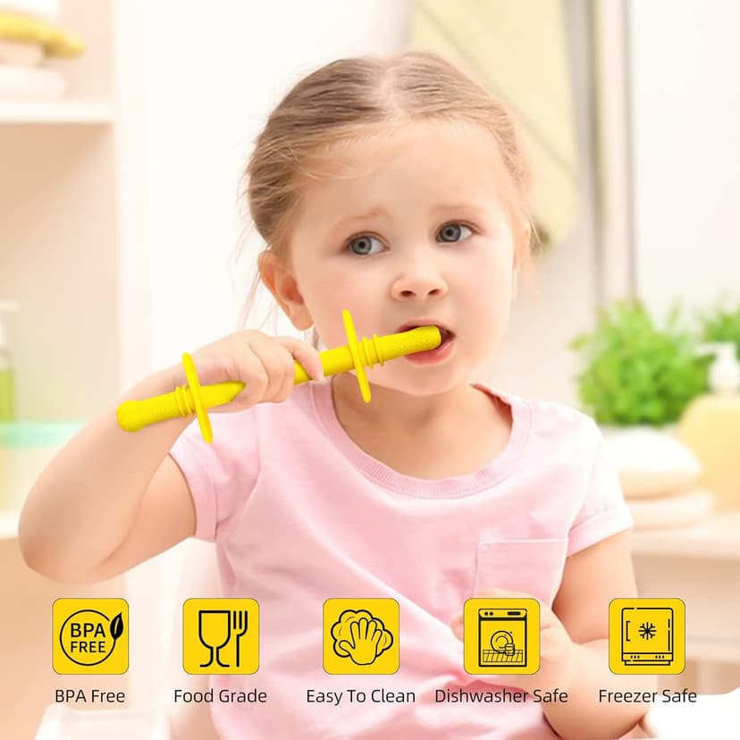 Fu Store Hollow Teether Tube 5PCS Chew Straw Toy for Infant Toddlers Silicone Tubes Teething Toys for Babies 3-12 Months BPA Free/Freezable/Dishwasher and Refrigerator Safe