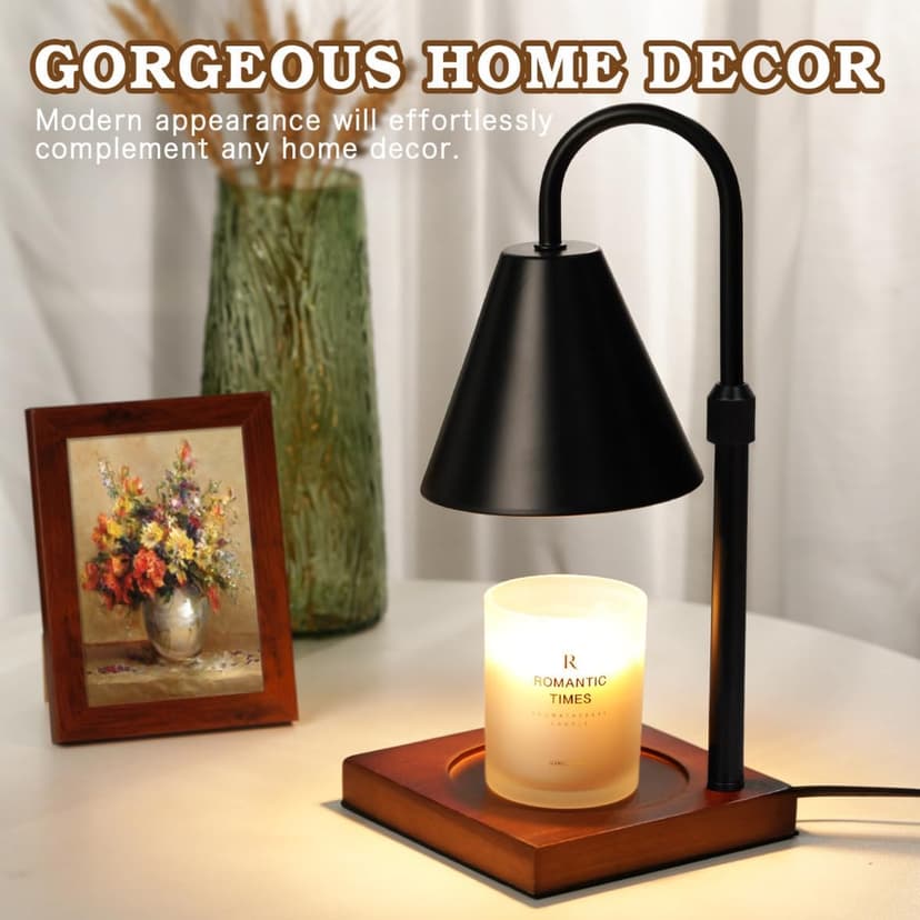 Modern Candle Warmer Lamp with Timer, Dimmable Candle Lamp Warmer, Men Women Christmas Birthday Gifts, Black Candle Warmer, Adjustable Candle Light Warmer, Cozy Living Room Bedroom Home Decor