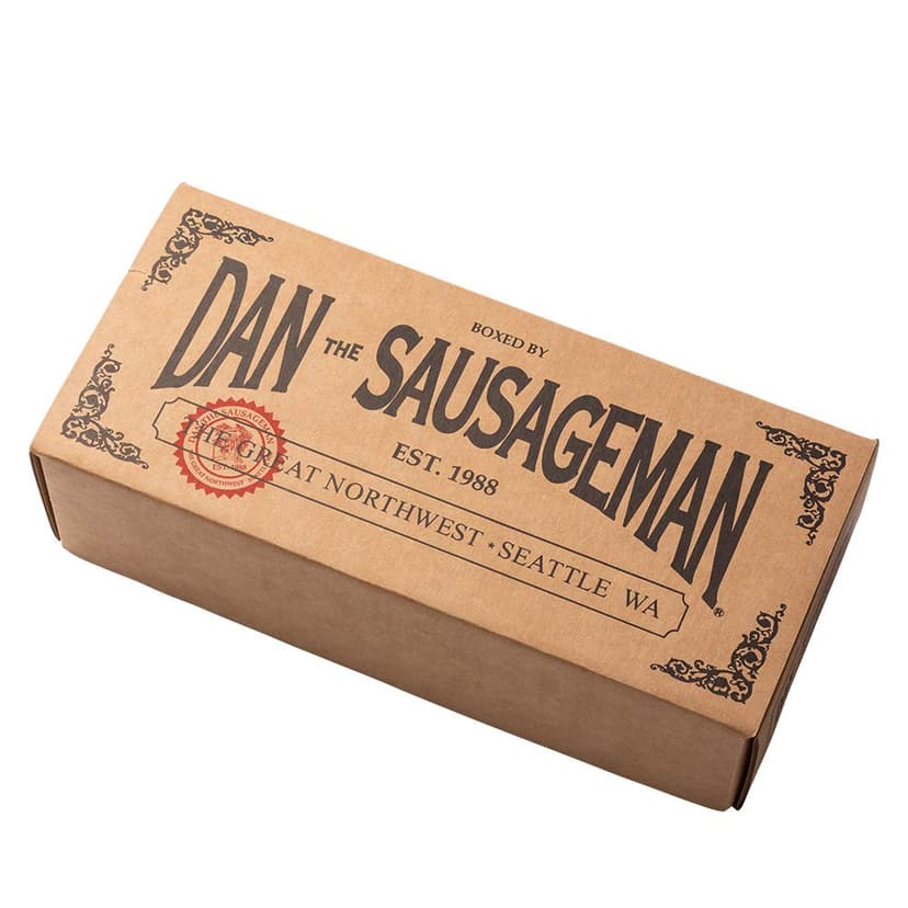 Dan the Sausageman Silver Star Gourmet Meat & Cheese Gift Box – Original & Garlic Summer Sausages, Sweet Hot Mustard, Sockeye Salmon, Water Crackers, Almond Roca – 8-Item Holiday Snack Box