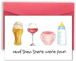VvOoOvV Funny s for Boys Girls, Cute New Baby Card for New Mom Dad, Cute Baby Birthday Card for Friend, And Then There Were Four Card