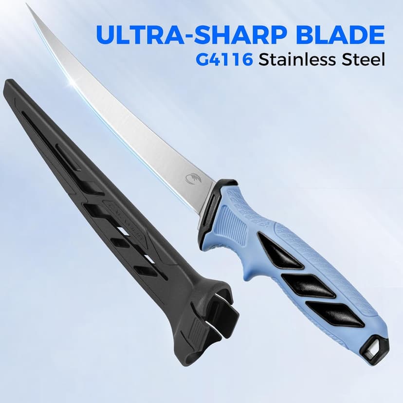 Calamus SwiftEdge Fillet Knife Set, Fishing Knife, G4116 German Stainless Steel, Ultra-Sharp & Flexible Blade, Rust & Corrosion-Resistant Blade, Non-Slip Handle, Fishing Gear, Fishing Gift For Men