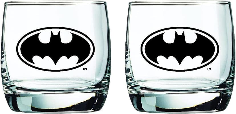 Batman Whiskey Glasses - 10 oz. Capacity - Classic Design - Heavy Base