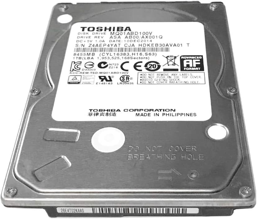 Toshiba 1TB 5400RPM 8MB Cache SATA 3.0Gb/s 2.5 inch Notebook Hard Drive (MQ01ABD100V) - 1 Year Warranty,Usb