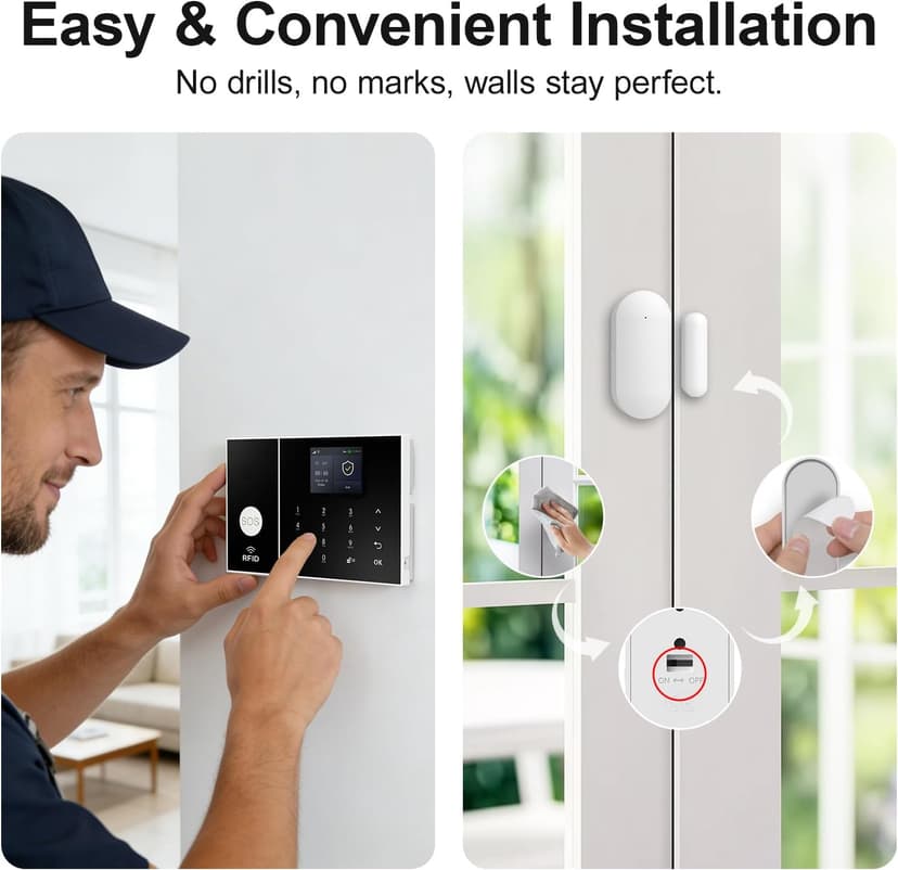 Wireless Alarm System for Home Security,24 Pcs Home Alarm System Wireless DIY Kit,WiFi+GSM/4G with Instant App Alerts NO MonthlyFees,SOS Button,App & Remote Control,Work with Alexa,for Apartment