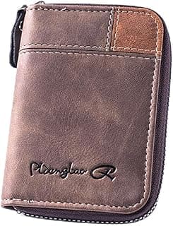 Lubsmuns RFID Card Holder, Slim RFID Blocking Card Wallet, Leather Zipper Credit Card Holder Gift for Men Women (Brown), Brown, slim, Minimalist