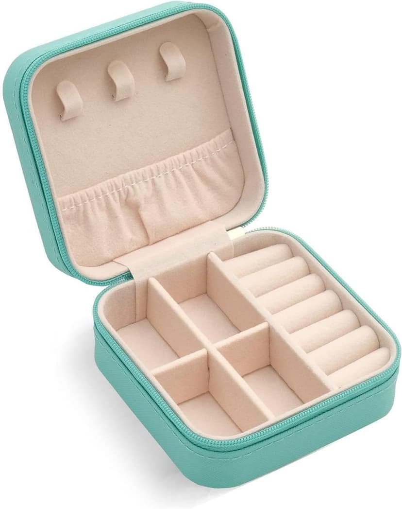 TRODANCE Mini Jewelry Travel Case, Small Portable Jewellry Organizer Box Portable Display Storage Box for Rings Earrings Necklaces, Gifts for Girl, Women, Wedding, Birthday, Mom, Mother's Day (Blue) B09631PYPT