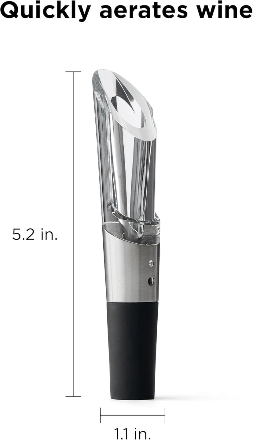 Rabbit W6127 Wine Aerator and Pourer, Clear and Stainless Steel Design, Easy to Use for Enhancing Wine Flavor and Smooth Pouring