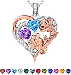 Iefil Christmas Gifts for Women Wife - 925 Sterling Silver Birthstone Necklace for Women, Anniversary Birthday Gifts for Wife Girlfriend Mom