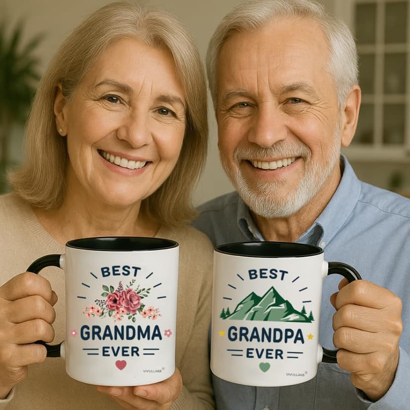 Vivulla68 Christmas Gifts For Grandparents Mug Set 11Oz, Best Grandparents Ever Gifts, Present for Grandma Grandpa Cups, Gift Ideas From Grandkids, Grandchildren, Baby Reveal for Nana Papa