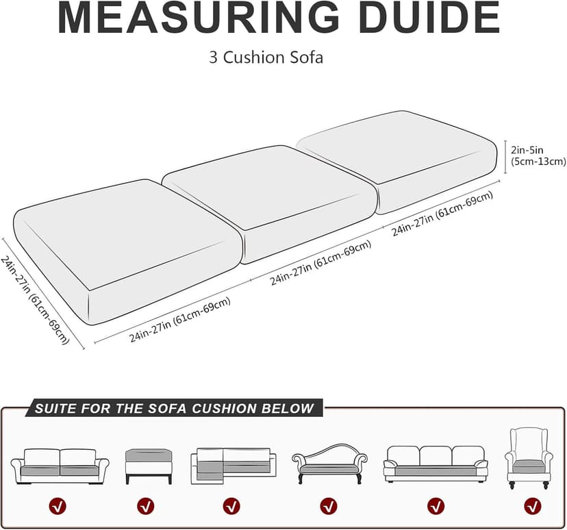 molasofa Leather Like Couch Cushion Covers Sofa Slipcovers Sets Couches Furniture Protector Covers for Sectional Armchair Loveseat Stretch Spandex Fabric, Machine Washable (3 Cushion Sofa, Brown)