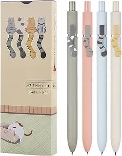 UIXJODO Cat Pens, 4 Pcs 0.5mm Cute Kawaii Black Ink Pens Fine Point Smooth Writing Pen, High-End Series Cat's Tail Retractable Pen for Journaling Note Taking (4 Pcs Cat) B0BRFT21L7