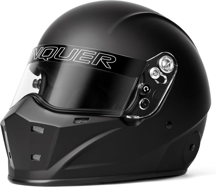 Conquer Snell SA2025 Approved Full Face Auto Racing Race Car Helmet - Adult | Men | Women | - Black / White / Silver
