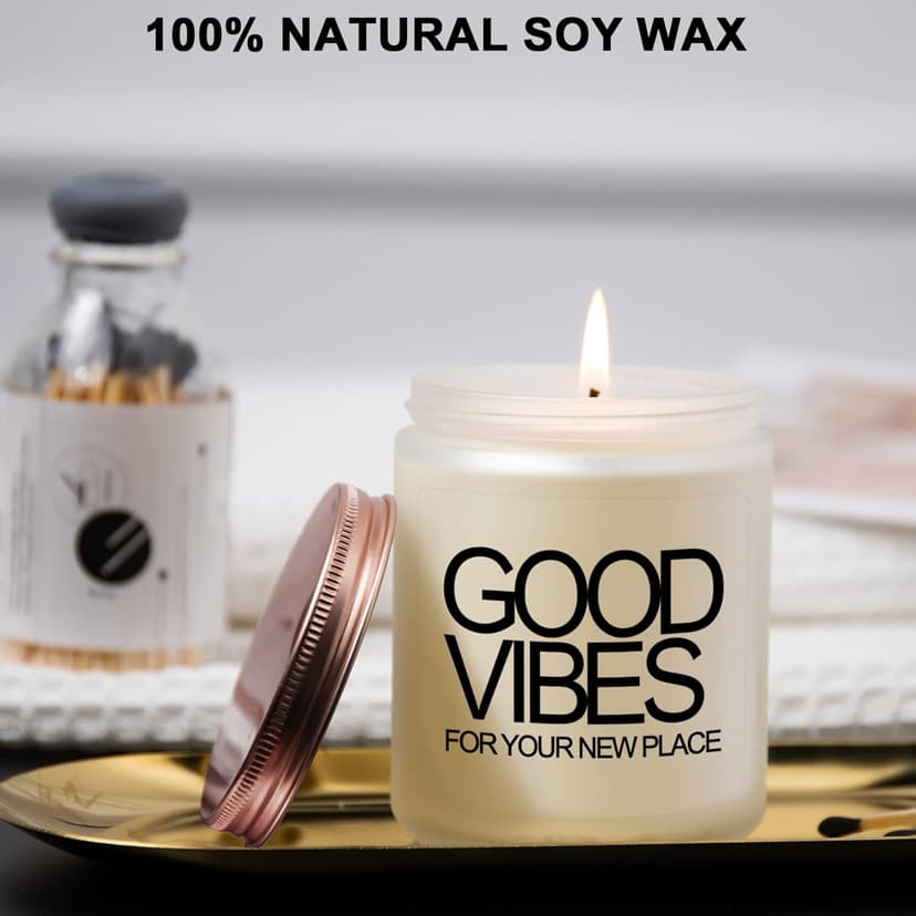 House Warming Gifts New Home, New Home Gifts, Good Vibes Candle, New House Essentials Best Presents for Women Couple Friends - Lavender Candles