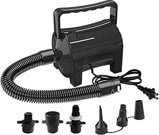 Electric Air Pump Portable 460W Quick-Fill Air Pump Air Flow 45CFM 2.1PSI with Hose 5 Nozzles 120V AC Inflator Deflator Pump for Air Mattress Air Bed Inflatable Cushion Boat Swimming Ring