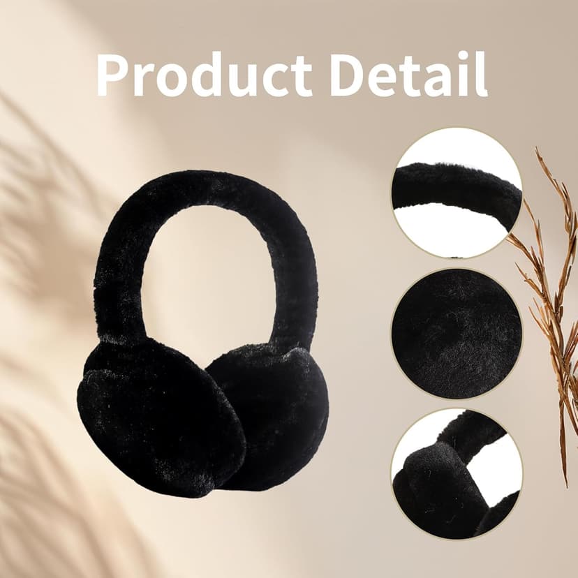 LZEDIRA Ear Muffs for Women Mens, Winter Faux Fur Earmuffs, Fluffy Cute Earmuffs, Foldable Ear Warmers for Mens Cold Outdoor