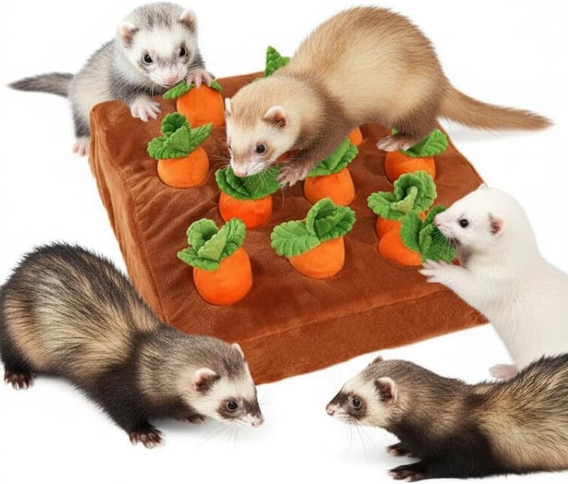 Ferret Foraging Toys Novelty Carrot Snuffle Mat Interactive Pet Treat Enrichment Toys for Small Animals Bunny Rabbit Chinchilla Guinea Pig Hamster (12Carrot)