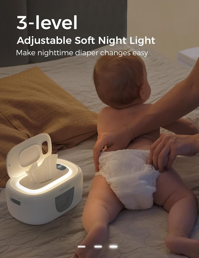 Wipe Warmer with Night Light, Fast and Even Heating, 4 Adjustable Temperature Modes, Baby Shower & Registry Must-haves, Grey Momcozy Baby Wipe Warmer, Innovative Spring Design,Large Capacity Dispenser B0FZKLFGJ1