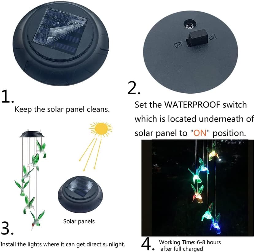 Hummingbird Solar Chimes,Unique Birthday Gifts for Women/Mom/Grandma,Best Idears Grardening B07TLHZJ31