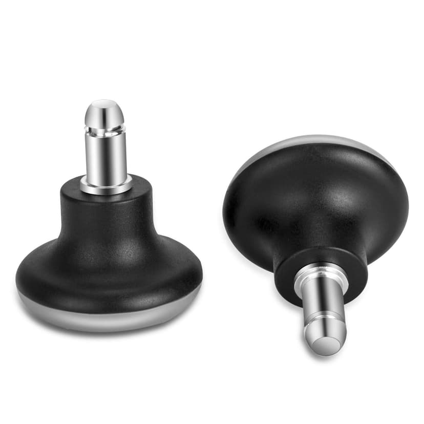 Bell Glides Replacement Office Chair Feet Swivel Caster Wheels to Fixed Stationary Castors, Short Profile with Separate Self Adhesive Felt Pads Black 5pcs