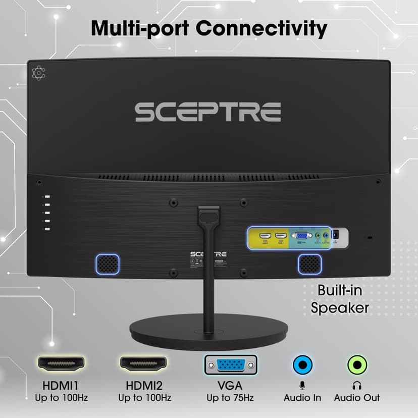 New! Sceptre Curved 27-inch Gaming Monitor 100Hz 1080p R1500 98% sRGB HDMI x2 VGA Build-in Speakers, VESA Wall Mount Machine Black 2026 (C275W-1920RN Series)