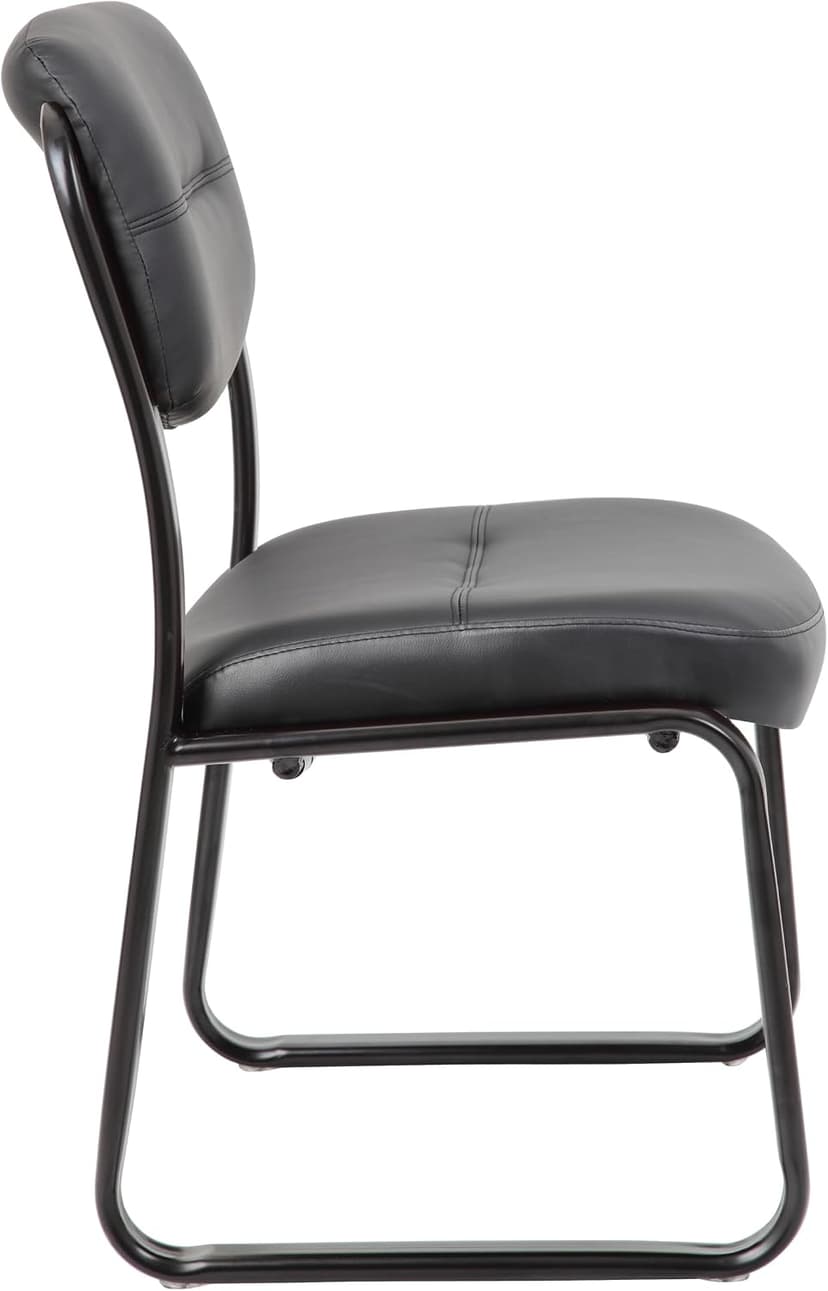 Boss Office Products B9539 Leather Sled Base Side Chair in Black, 250