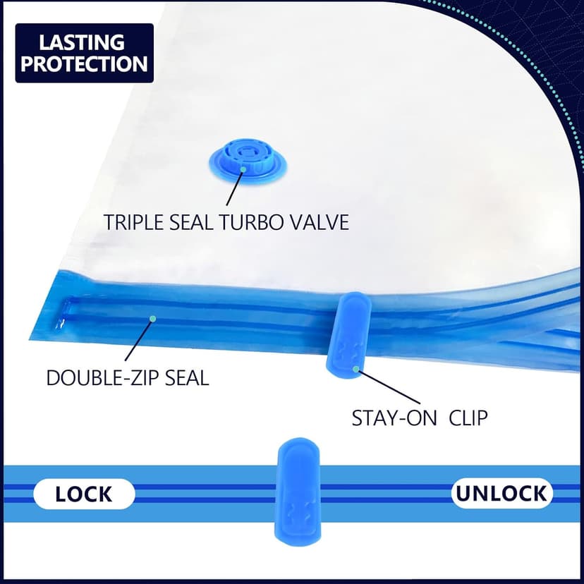 Vacuum Seal Bags for Clothing with Electric Pump, 6 Pack (2 Jumbo 2 Large 2 Medium Vacuum Storage Bags) Space Bags Vaccine Vacuum Sealed Storage Bags for Travel Luggage Blankets Bedding