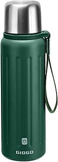 Vacuum Insulated Bottles with Cup 800ml/27oz Stainless Steel Hot Thermo Bottles for Cold and Hot Drinks Water Coffee Thermo with Cup (DarkGreen,800ml)