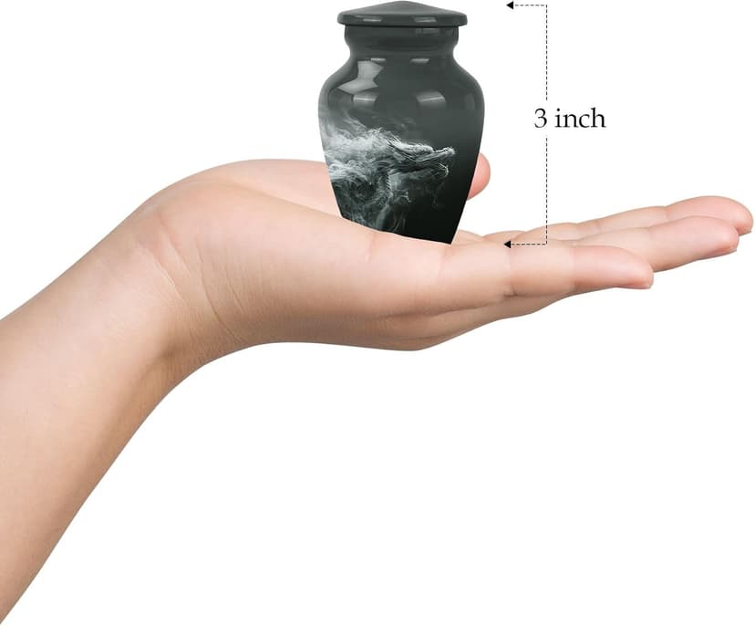 Dragon Urn, 3 Inch - Compact Urns for Human Ashes - Unique Urns - Burial Urns for Ashes - Artistic Urns - Small Decorative Urn - Memorial Urns for Grandparents - Pack of 1, Black B0D8BR9288