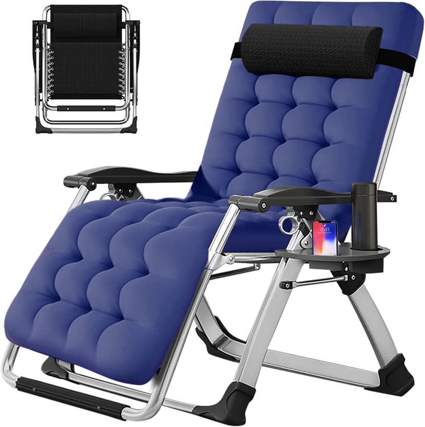 Slsy Zero Gravity Chair, Reclining Lounge Chair with Removable Cushion & Tray for Indoor and Outdoor, Patio Recliner Folding Reclining Chair