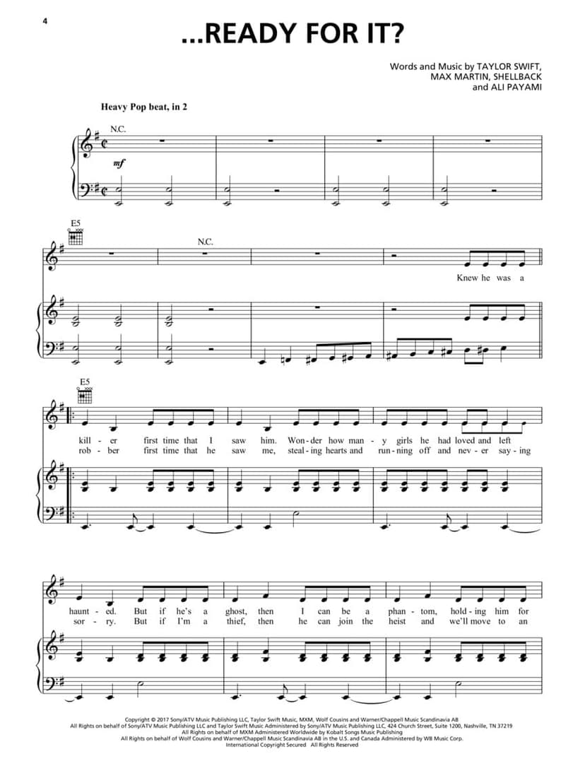 Taylor Swift - Reputation Songbook | Piano, Vocal, Guitar Sheet Music | 15 Songs Including Look What You Made Me Do, Delicate, and More | Hal Leonard Music Book for Beginners and Advanced Players