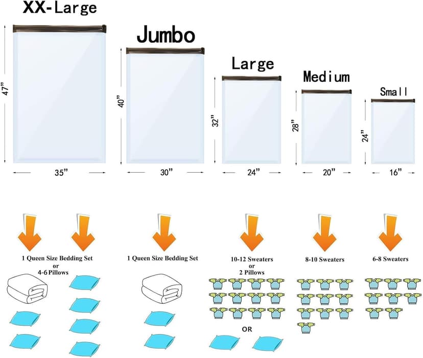 24 Pack Vacuum Storage Bags with Electric Pump, (5 Jumbo, 5 Large, 5 Medium, 5 Small, 4 Roll Up Bags) Space Saver Bag for Clothes, Mattress, Blanket, Duvets, Pillows, Comforters,Travel