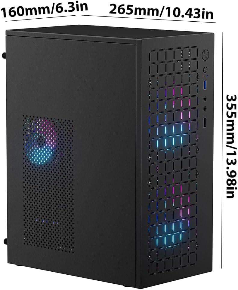 Micro ATX Case PC Case: MATX Case Mini PC ITX Desktop Computer Case Support Micro ATX MATX DTX ITX Mini PC with USB3.0, Support 3.5'' HDD (Black)